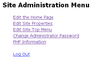 Site Administration Menu